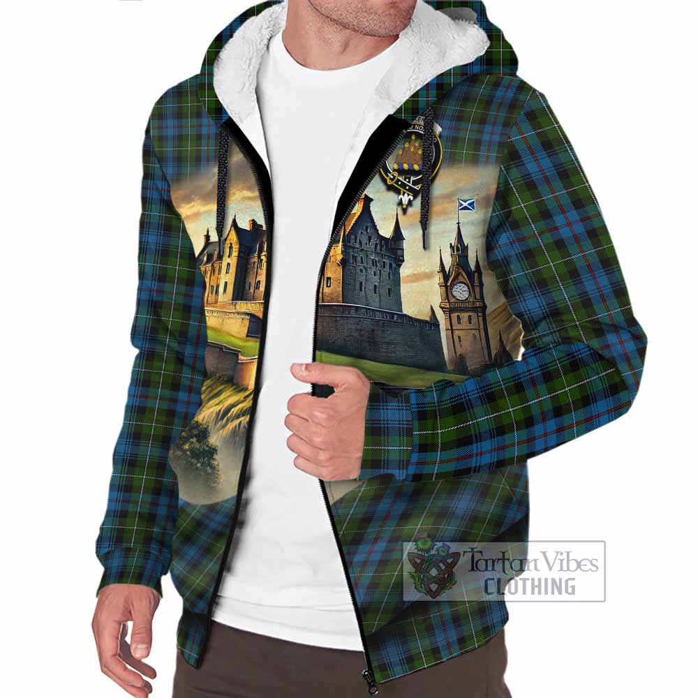 Tartan Vibes Clothing Mackenzie (Mckenzie) Tartan Family Crest Sherpa Hoodie with Scottish Ancient Castle Style