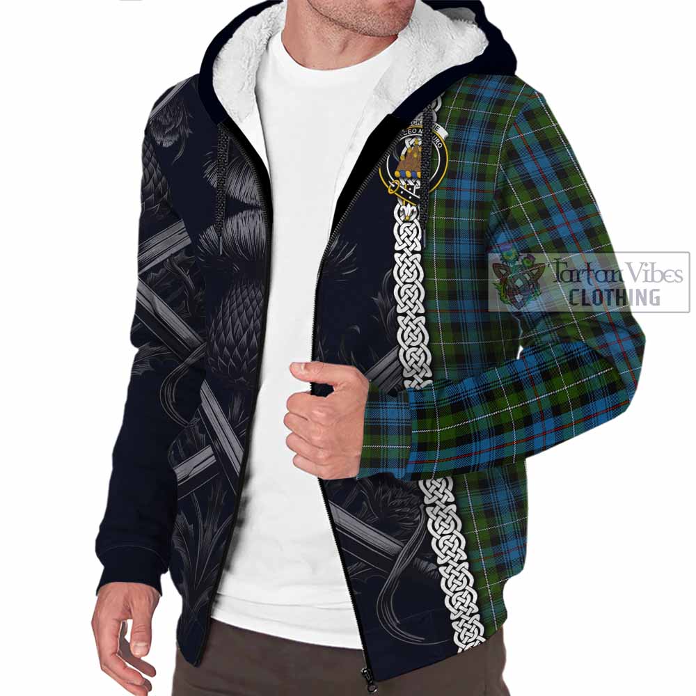 Tartan Vibes Clothing Mackenzie (Mckenzie) Tartan Sherpa Hoodie with Family Crest Cross Sword Thistle Celtic Vibes
