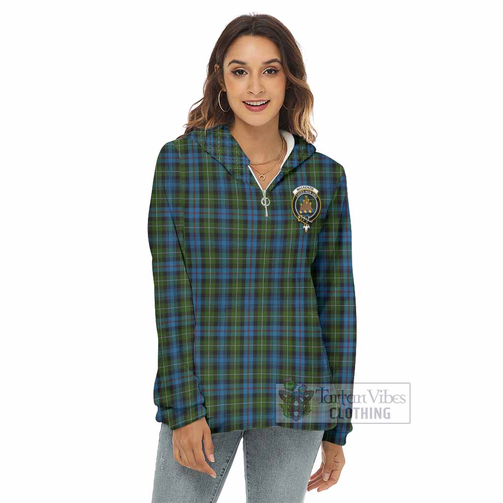 Tartan Vibes Clothing Mackenzie (Mckenzie) Tartan Crest Women's Borg  Half Zip Fleece Hoodie
