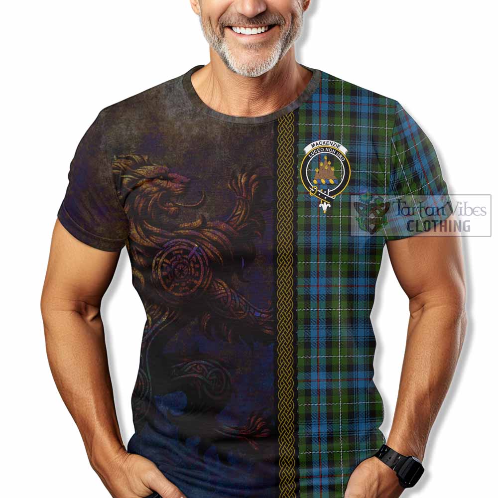 Tartan Vibes Clothing Mackenzie (Mckenzie) Tartan Family Crest T-Shirt Alba Gu Brath Be Brave Lion Ancient Style