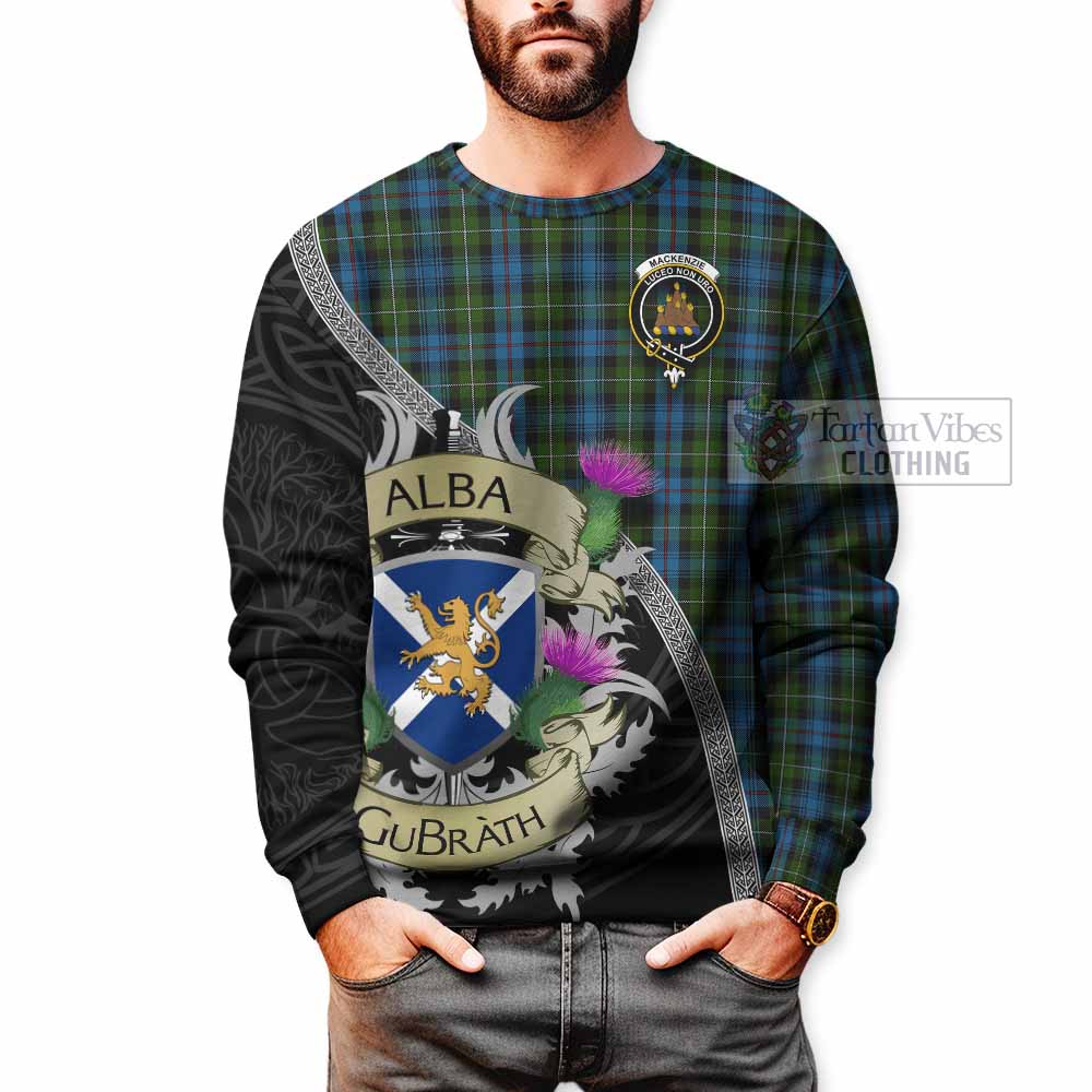 Tartan Vibes Clothing Mackenzie (Mckenzie) Tartan Family Crest Sweatshirt Lion Rampant Royal Thistle Shield Celtic Inspired