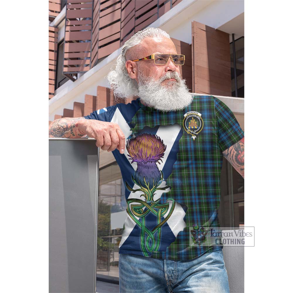 Tartan Vibes Clothing Mackenzie (Mckenzie) Tartan Family Crest Cotton T-shirt Scottish Thistle Celtic Inspired