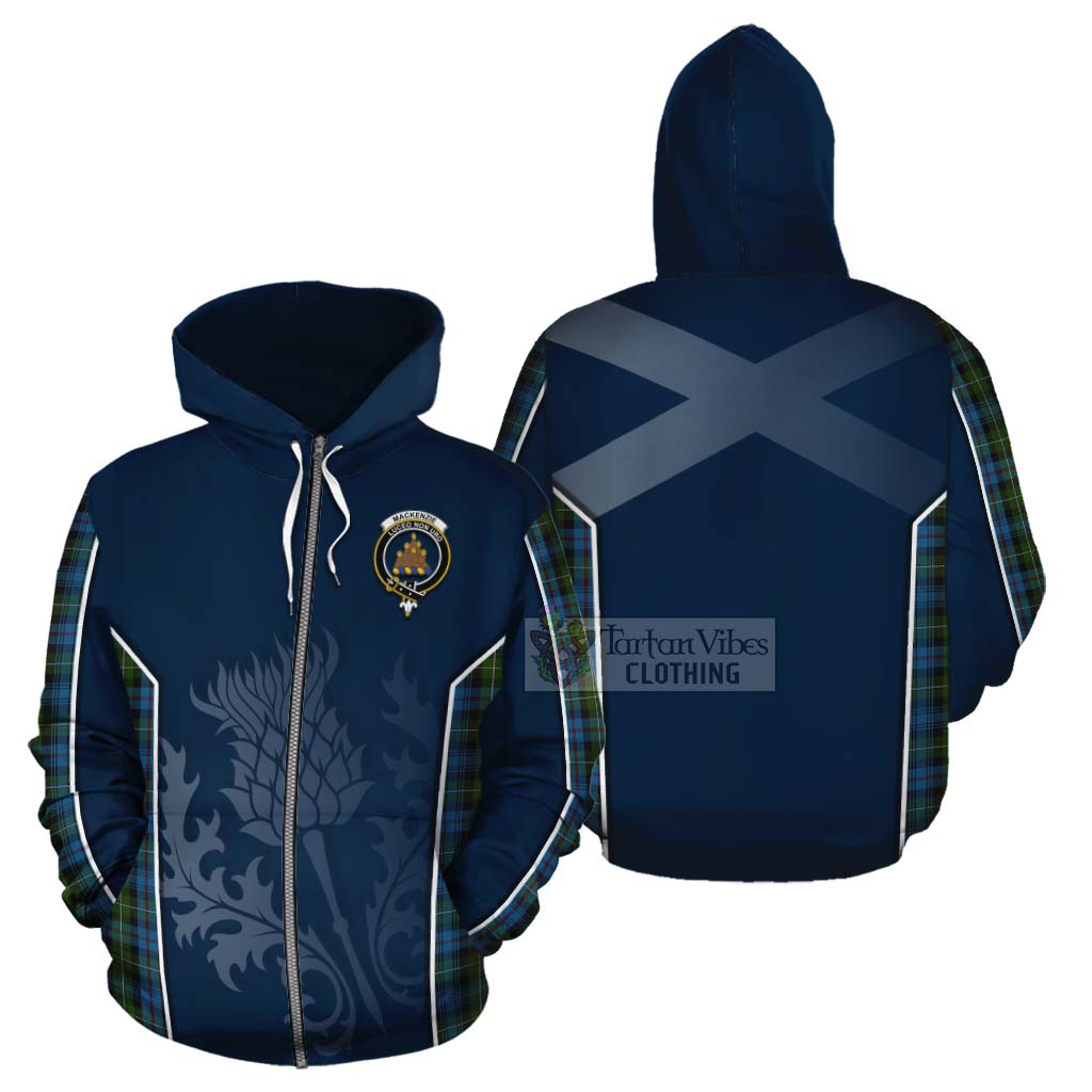 Tartan Vibes Clothing Mackenzie (Mckenzie) Tartan Cotton Hoodie with Family Crest and Scottish Thistle Vibes Sport Style