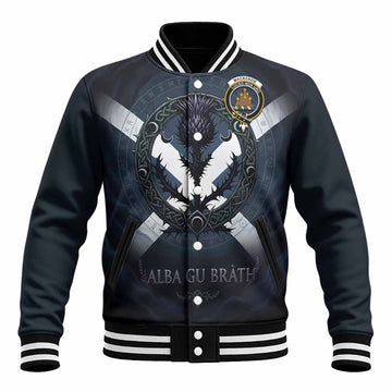 Mackenzie (Mckenzie) Clan Crest Baseball Jacket with Celtic Knot Thistle and Saltire