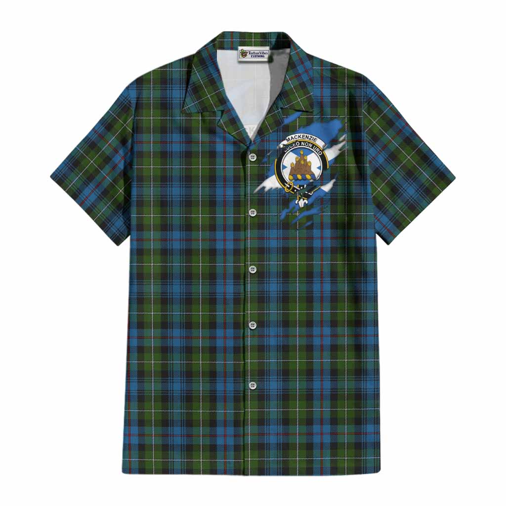 Mackenzie (Mckenzie) Clan Crest In Me Tartan Cotton Hawaiian Shirt Scotland Flag Style