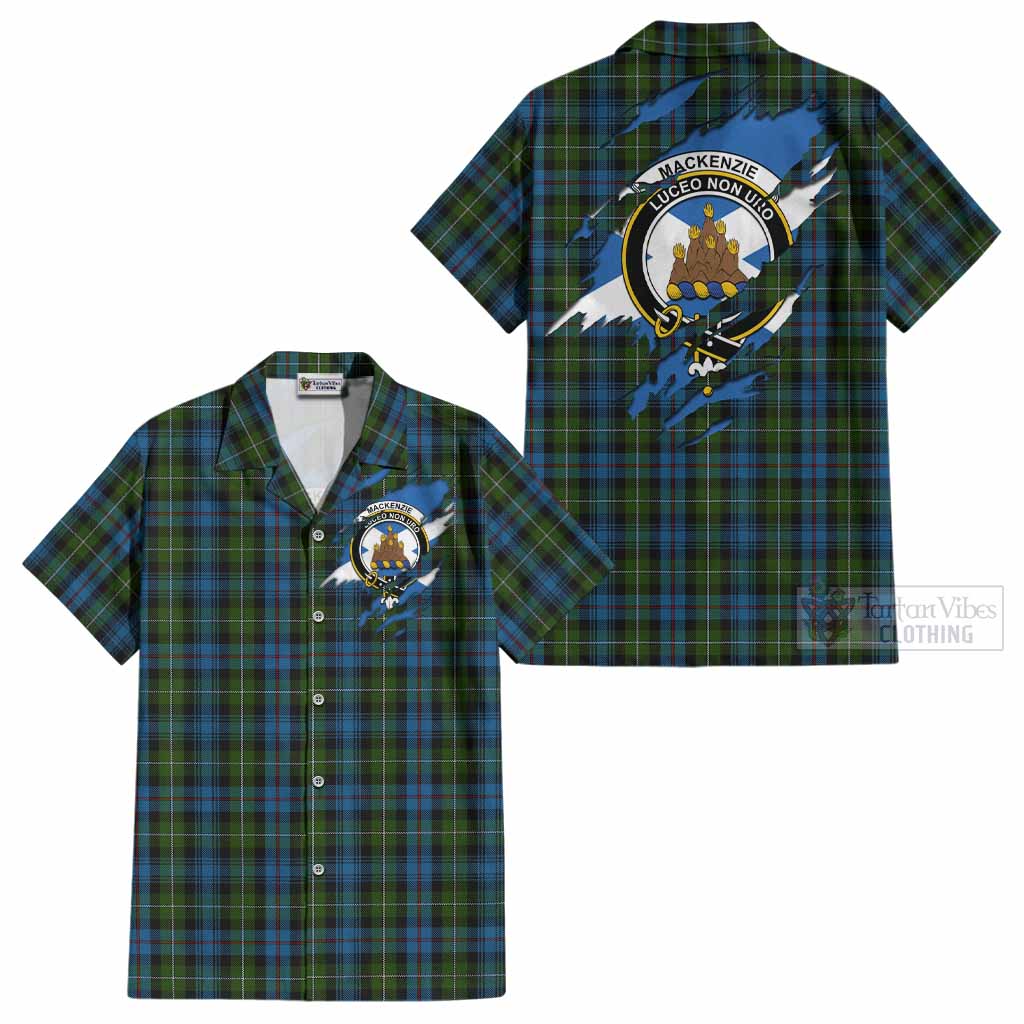 Mackenzie (Mckenzie) Clan Crest In Me Tartan Cotton Hawaiian Shirt Scotland Flag Style