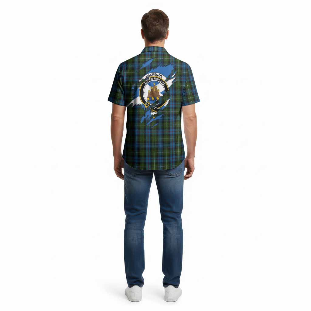 Mackenzie (Mckenzie) Clan Crest In Me Tartan Cotton Hawaiian Shirt Scotland Flag Style