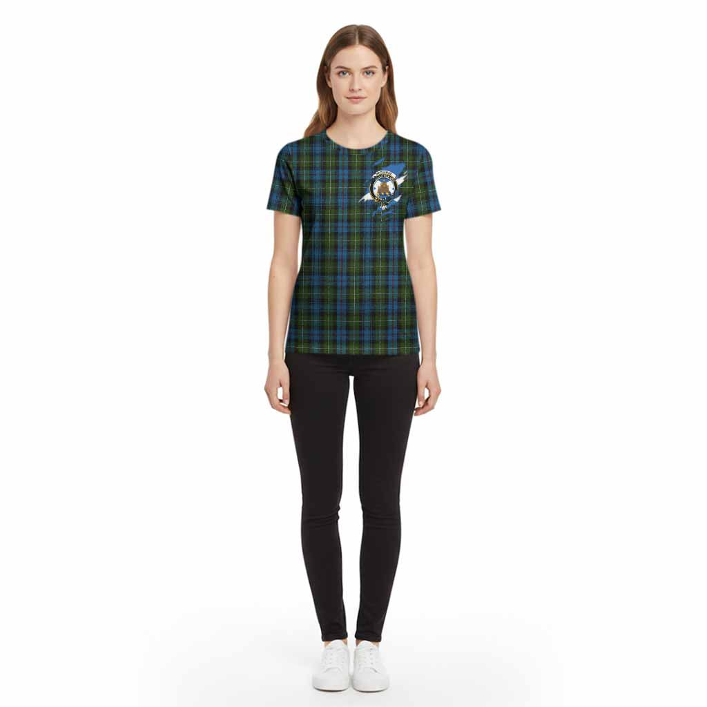 Mackenzie (Mckenzie) Clan Crest In Me Tartan Cotton T-shirt Scotland Flag Style