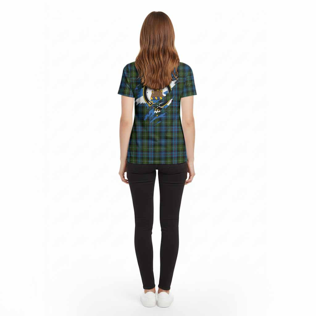 Mackenzie (Mckenzie) Clan Crest In Me Tartan Cotton T-shirt Scotland Flag Style