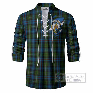 Mackenzie (Mckenzie) Clan Crest In Me Tartan Ghillie Shirt Scotland Flag Style