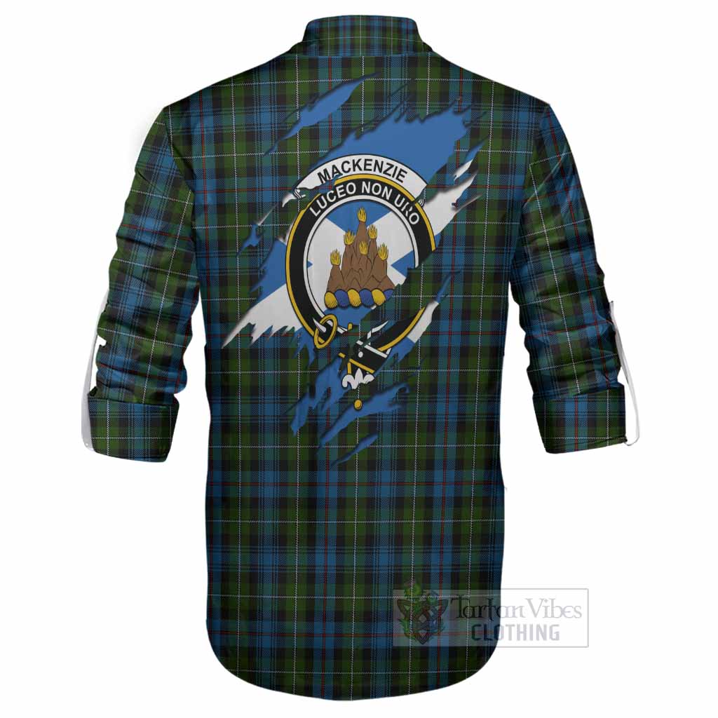 Mackenzie (Mckenzie) Clan Crest In Me Tartan Ghillie Shirt Scotland Flag Style