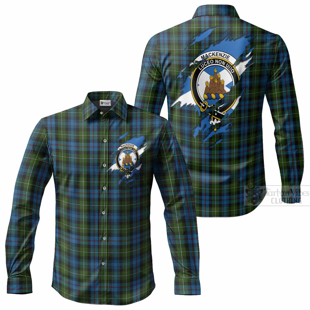 Mackenzie (Mckenzie) Clan Crest In Me Tartan Long Sleeve Button Shirts Scotland Flag Style