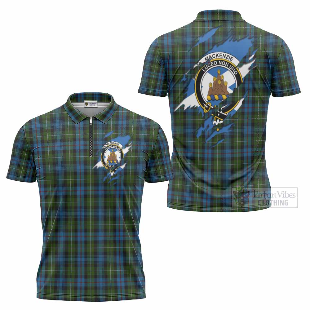 Mackenzie (Mckenzie) Clan Crest In Me Tartan Zipper Polo Shirt Scotland Flag Style