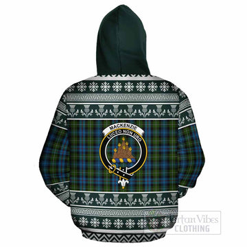 Mackenzie (Mckenzie) Clan Tartan Christmas Cotton Hoodie with Family Crest