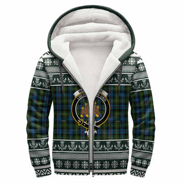 Mackenzie (Mckenzie) Clan Tartan Christmas Fleece Hoodie with Family Crest