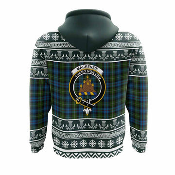 Mackenzie (Mckenzie) Clan Tartan Christmas Hoodie with Family Crest