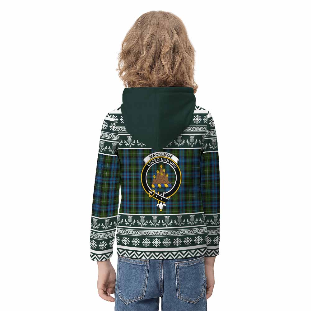 Mackenzie (Mckenzie) Clan Tartan Christmas Kid Hoodie with Family Crest - Tartan Vibes Clothing