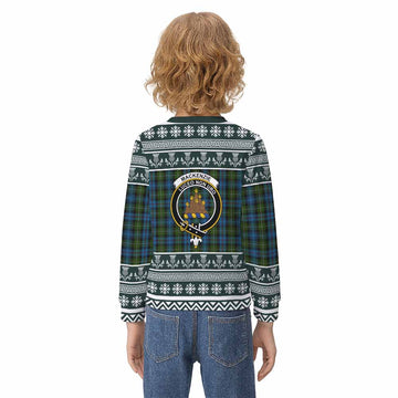 Mackenzie (Mckenzie) Clan Tartan Christmas Kid Ugly Sweatshirt with Family Crest