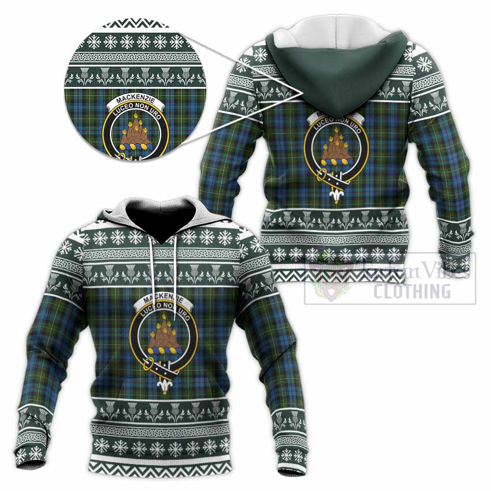 Mackenzie (Mckenzie) Clan Tartan Christmas Knitted Hoodie with Family Crest - Tartan Vibes Clothing
