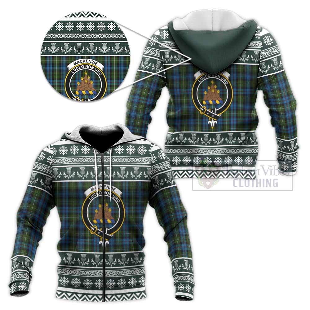 Mackenzie (Mckenzie) Clan Tartan Christmas Knitted Hoodie with Family Crest - Tartan Vibes Clothing