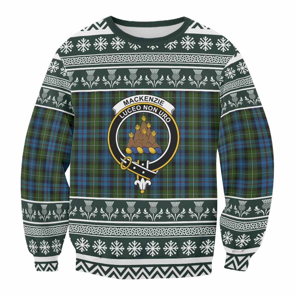Mackenzie (Mckenzie) Clan Tartan Christmas Sweatshirt with Family Crest - Tartan Vibes Clothing