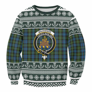 Mackenzie (Mckenzie) Clan Tartan Christmas Sweatshirt with Family Crest