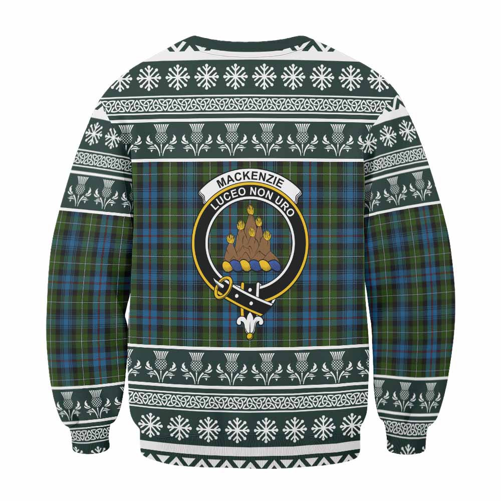 Mackenzie (Mckenzie) Clan Tartan Christmas Sweatshirt with Family Crest - Tartan Vibes Clothing