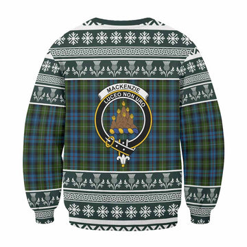 Mackenzie (Mckenzie) Clan Tartan Christmas Sweatshirt with Family Crest