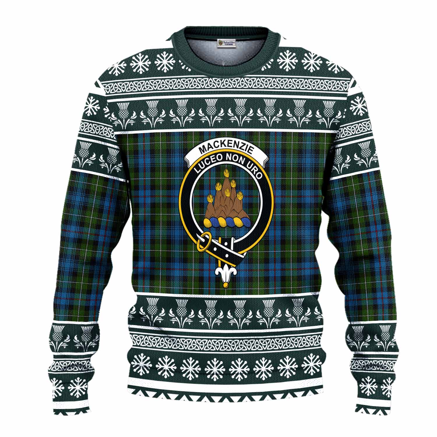 Mackenzie (Mckenzie) Clan Tartan Christmas Ugly Sweater with Family Crest - Tartan Vibes Clothing