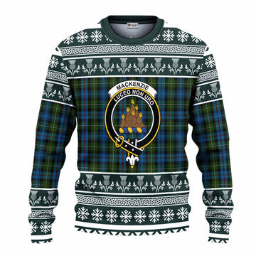 Mackenzie (Mckenzie) Clan Tartan Christmas Ugly Sweater with Family Crest