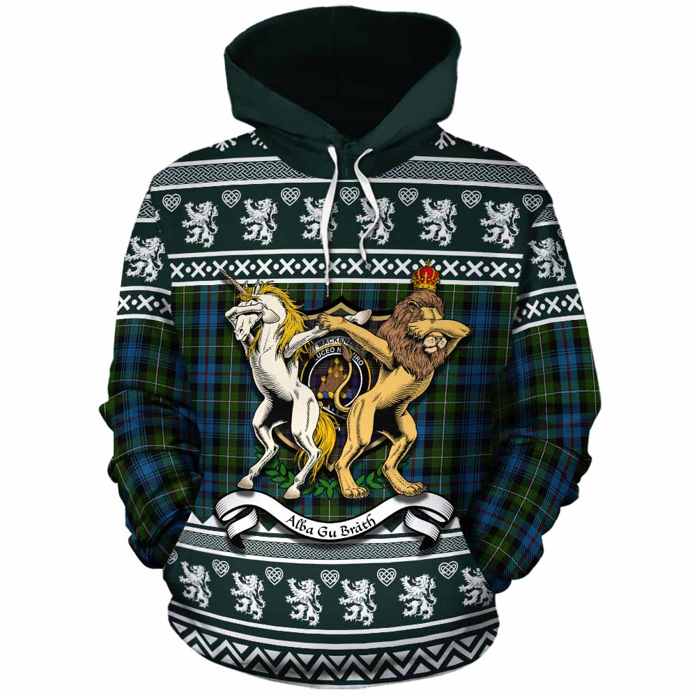 Mackenzie (Mckenzie) Clan Tartan Crest Christmas Cotton Hoodie Coat of Arms Funny Style - Tartan Vibes Clothing