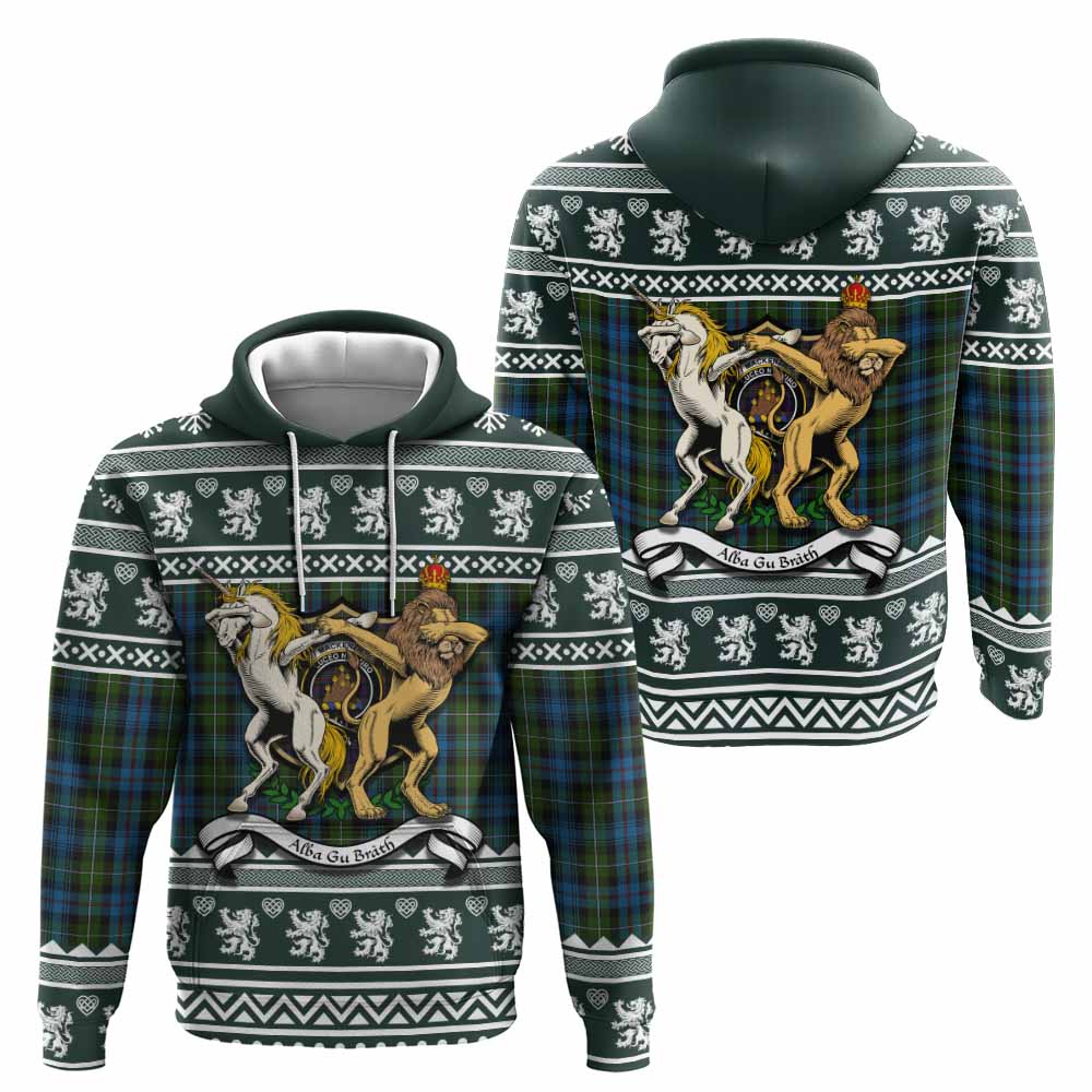 Mackenzie (Mckenzie) Clan Tartan Crest Christmas Hoodie Coat of Arms Funny Style - Tartan Vibes Clothing