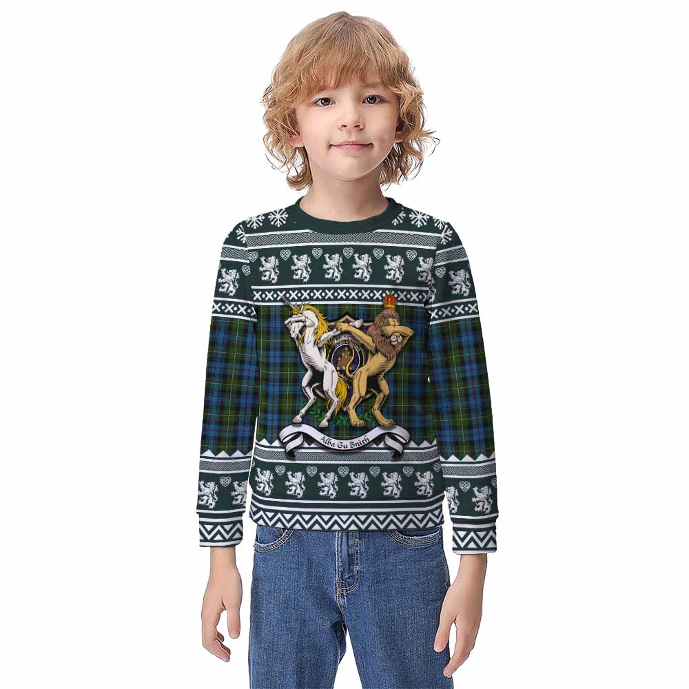 Mackenzie (Mckenzie) Clan Tartan Crest Christmas Kid Ugly Sweatshirt Coat of Arms Funny Style - Tartan Vibes Clothing