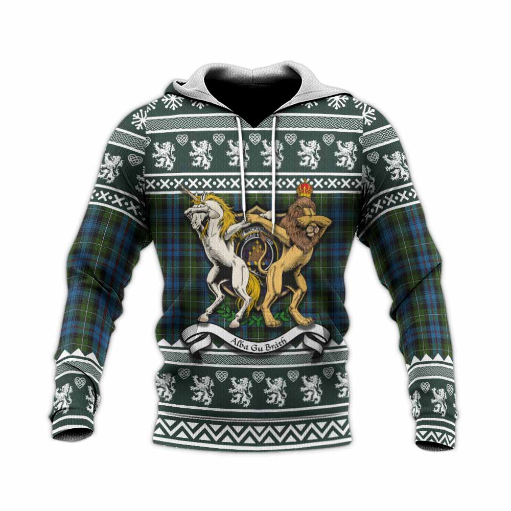 Mackenzie (Mckenzie) Clan Tartan Crest Christmas Knitted Hoodie Coat of Arms Funny Style - Tartan Vibes Clothing
