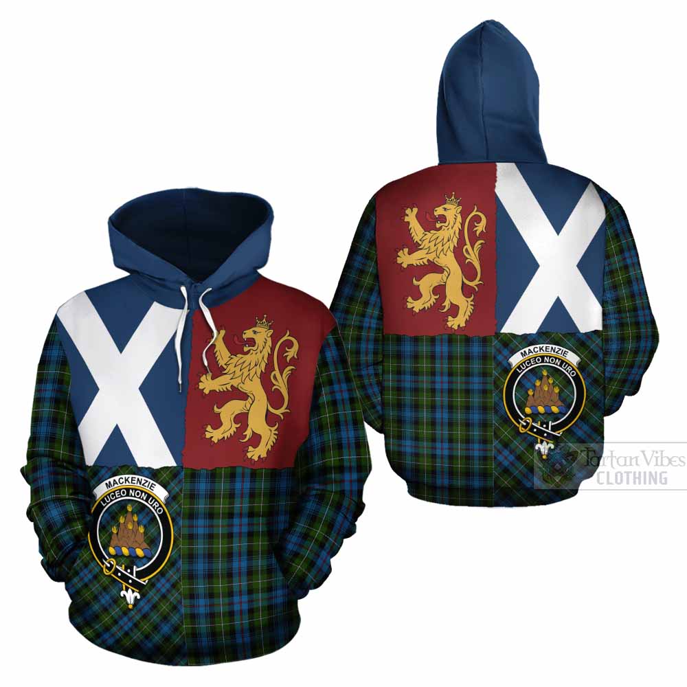 Mackenzie (Mckenzie) Crest Tartan Cotton Hoodie with Lion Rampant Saltire Style - Tartan Vibes Clothing