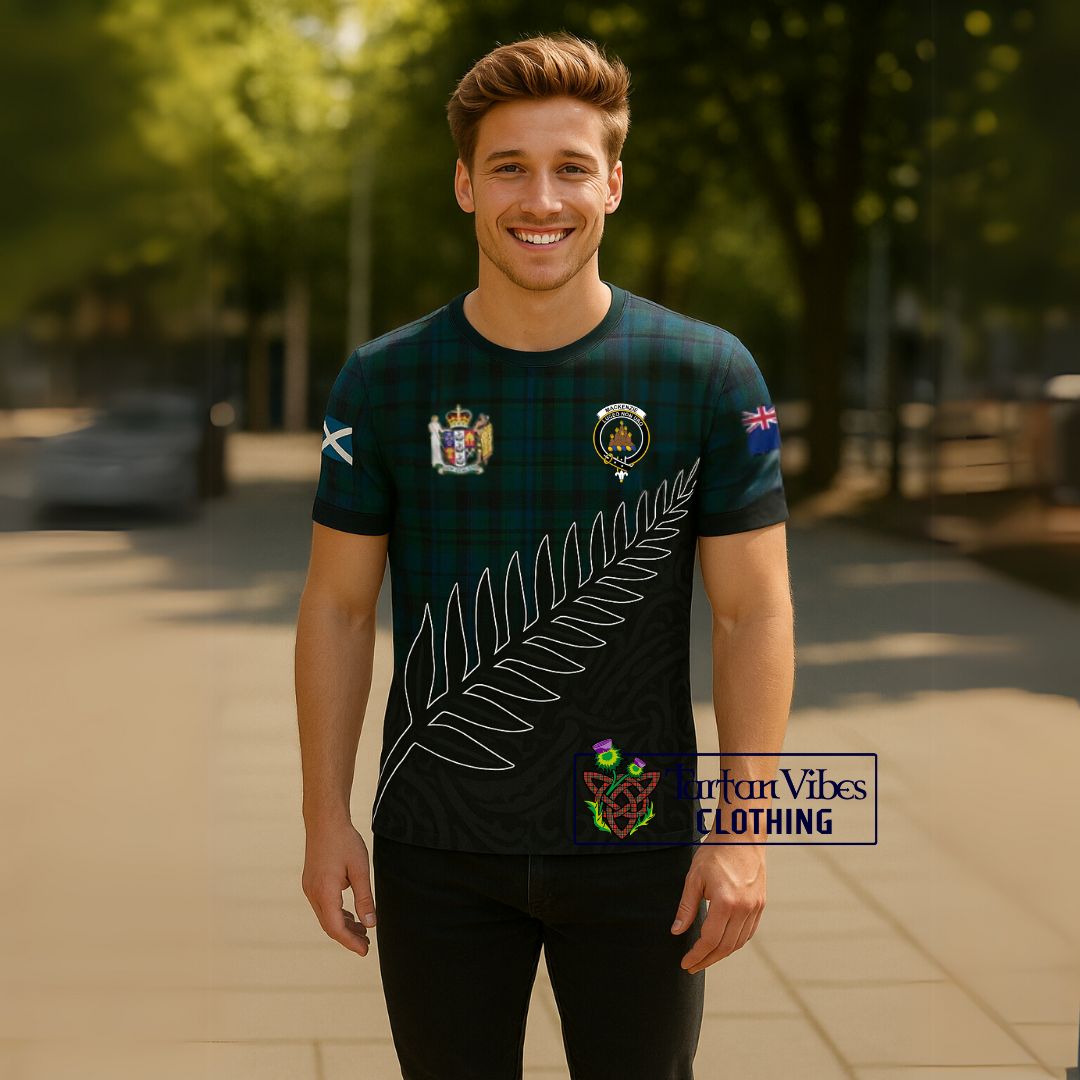 Mackenzie (McKenzie) Crest Tartan Cotton T-shirt with New Zealand Silver Fern Half Style
