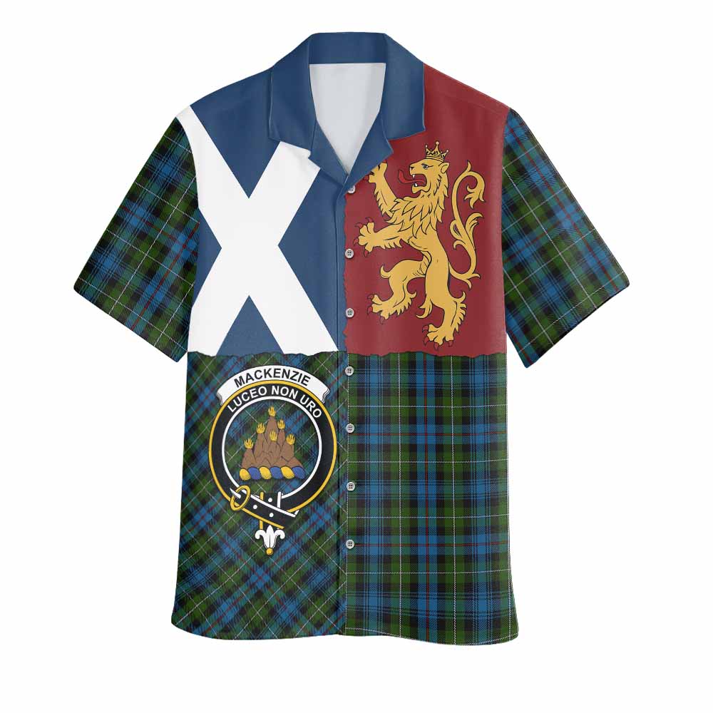 Mackenzie (Mckenzie) Crest Tartan Hawaiian Shirt with Lion Rampant Saltire Style