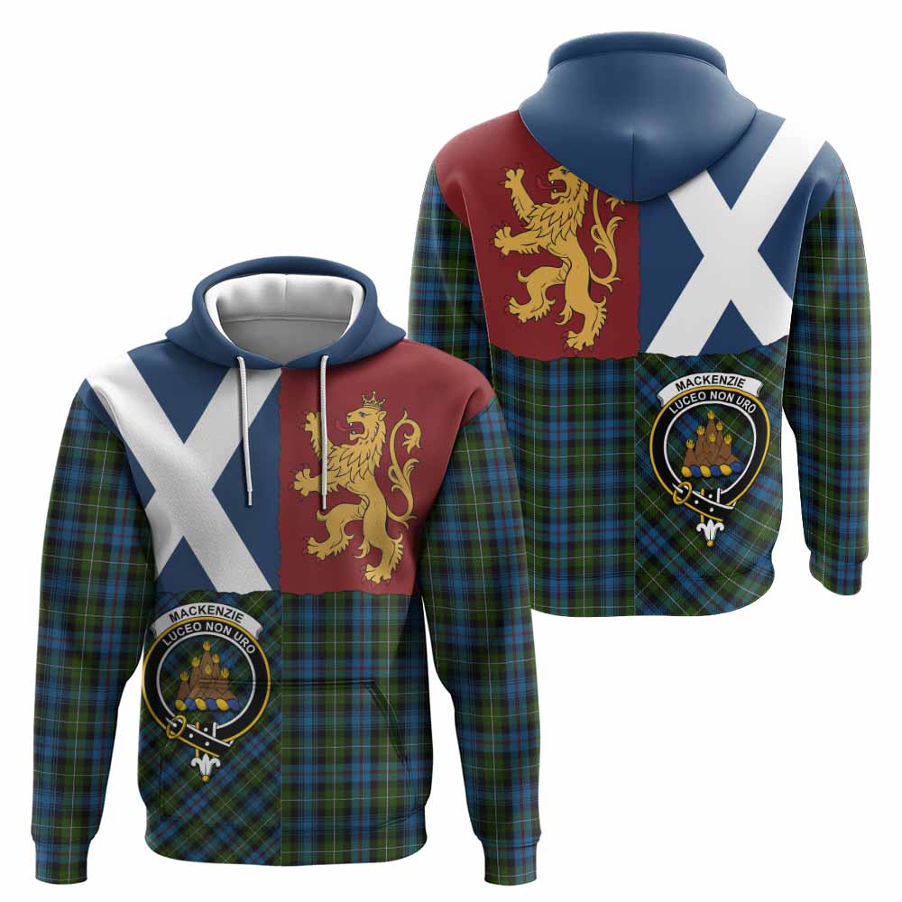 Mackenzie (Mckenzie) Crest Tartan Hoodie with Lion Rampant Saltire Style