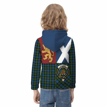 Mackenzie (Mckenzie) Crest Tartan Kid Hoodie with Lion Rampant Saltire Style