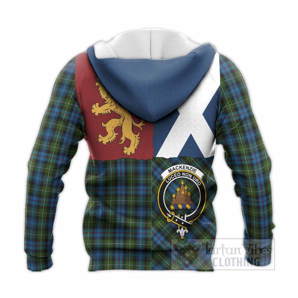Mackenzie (Mckenzie) Crest Tartan Knitted Hoodie with Lion Rampant Saltire Style