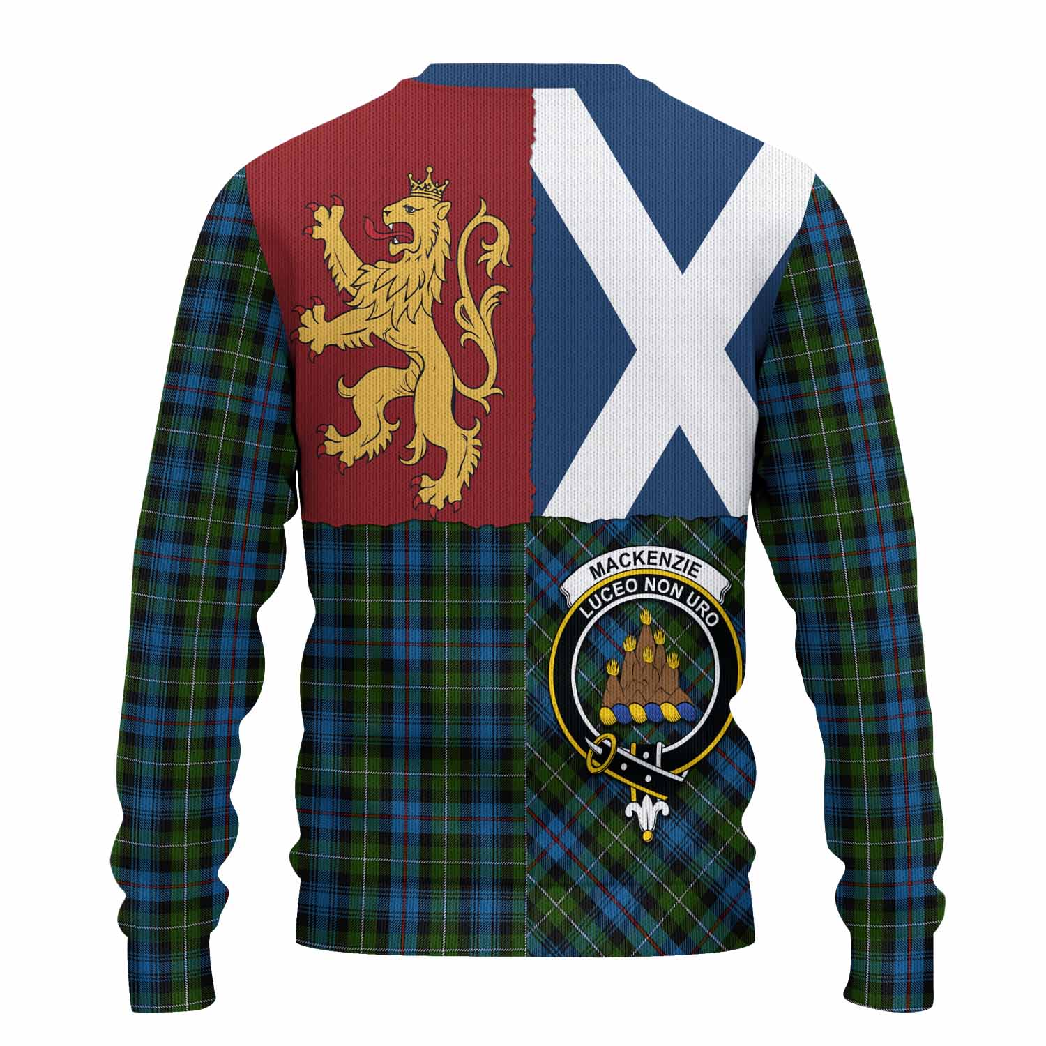 Mackenzie (Mckenzie) Crest Tartan Knitted Sweater with Lion Rampant Saltire Style