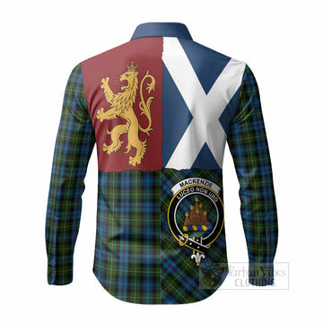 Mackenzie (Mckenzie) Crest Tartan Long Sleeve Button Shirts with Lion Rampant Saltire Style