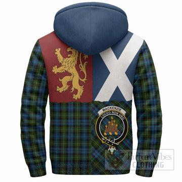 Mackenzie (Mckenzie) Crest Tartan Sherpa Hoodie with Lion Rampant Saltire Style