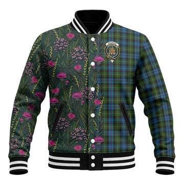 Mackenzie (Mckenzie) Family Crest Tartan Baseball Jacket Scottish Thistle Flower Pattern Half Style