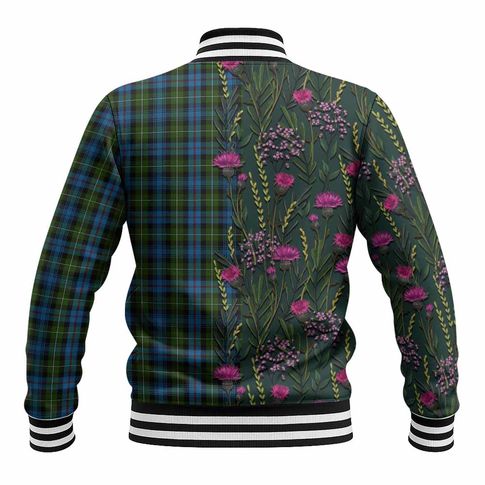 Mackenzie (Mckenzie) Family Crest Tartan Baseball Jacket Scottish Thistle Flower Pattern Half Style - Tartan Vibes Clothing