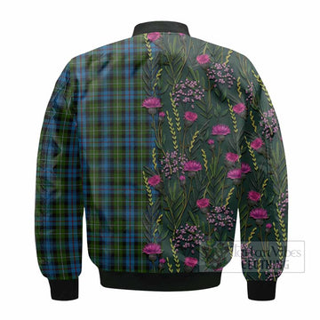 Mackenzie (Mckenzie) Family Crest Tartan Bomber Jacket Scottish Thistle Flower Pattern Half Style