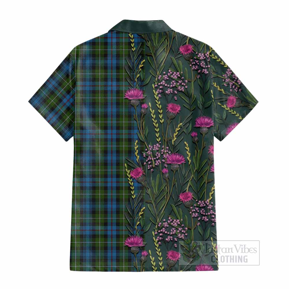 Mackenzie (Mckenzie) Family Crest Tartan Cotton Hawaiian Shirt Scottish Thistle Flower Pattern Half Style - Tartan Vibes Clothing