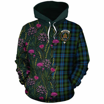 Mackenzie (Mckenzie) Family Crest Tartan Cotton Hoodie Scottish Thistle Flower Pattern Half Style