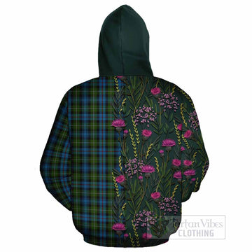 Mackenzie (Mckenzie) Family Crest Tartan Cotton Hoodie Scottish Thistle Flower Pattern Half Style