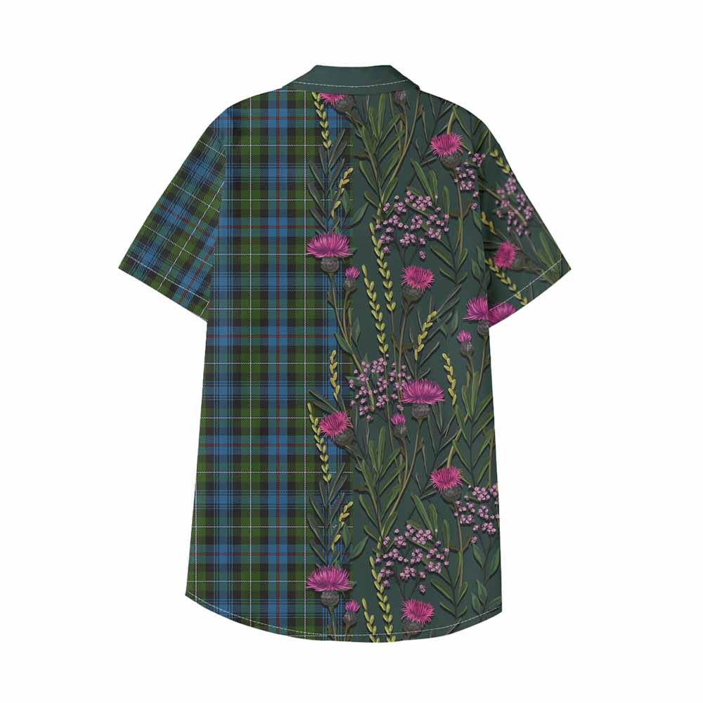 Mackenzie (Mckenzie) Family Crest Tartan Kid Hawaiian Shirt Scottish Thistle Flower Pattern Half Style - Tartan Vibes Clothing